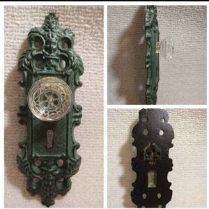 Cast Iron Door Plate with Acrylic Door Knob Vintage Style